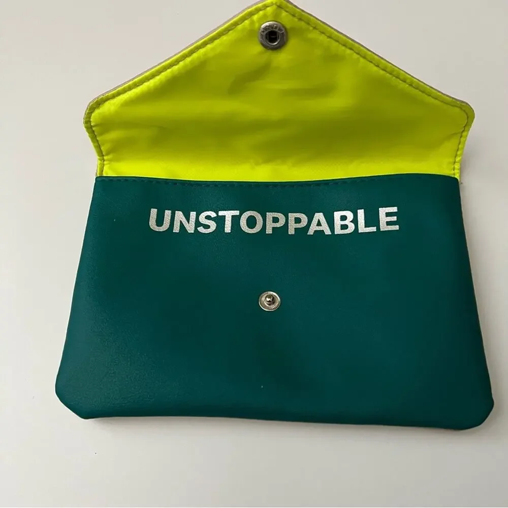 Ipsy Unstoppable Envelope Pouch teal green blush pink